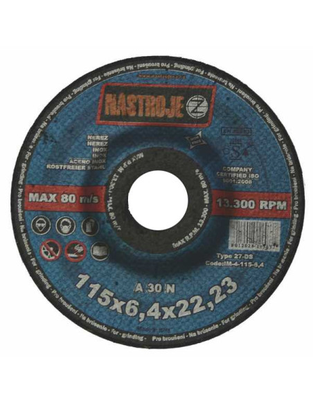 Grinder disk 115x6.4x22 for stainless steel A30N 25 pcs per package