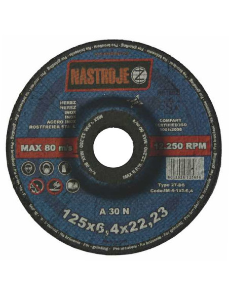 Grinder disk 125x6.4x22 for stainless steel A30N 25 pcs per package