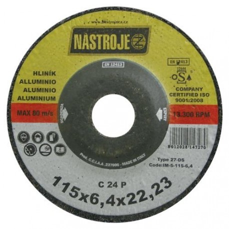 Grinder disk 115x6.4x22 for aluminium 25 pcs per package