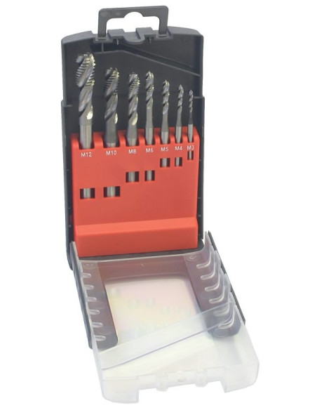 Set of taps, M3-M12, 7 pcs PN8/1371(103) and 8/1376(106) HSS screw slot