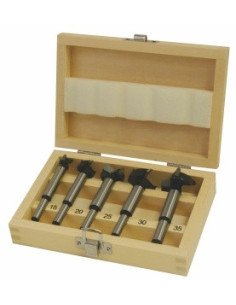 Set of Forstner drill bits, cemented carbide tips, 5 pcs (15, 20, 25, 30, 35 mm)