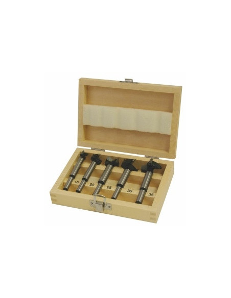Set of Forstner drill bits, cemented carbide tips, 5 pcs (15, 20, 25, 30, 35 mm)