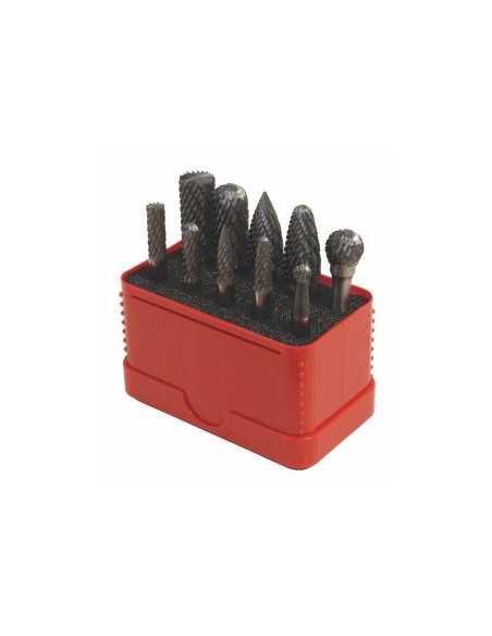 Set of TC power-carwing bits, 10 pcs A+6,A+12,C6,C12,G6,G12,F6,F12,D6,D12 in a plastic box