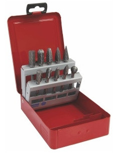 Set of TC power-carwing bits, 10 pcs A10,A12,C10,C12,G10,G12,F10,12,M12,D12 in a metal box