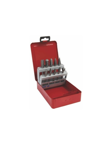Set of TC power-carwing bits, 10 pcs A10,A12,C10,C12,G10,G12,F10,12,M12,D12 in a metal box