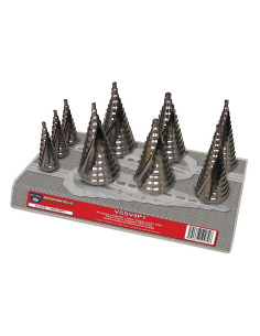 Display holder for stepped drill bits HSS 9 pcs (3× no1, 2× no2, 2× no3, 2× no9)