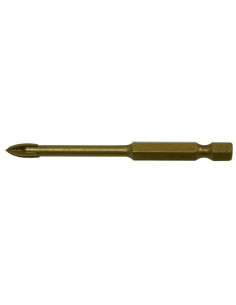 Tile&glass drill bit, 4 cutting edges TiN universal 5x70 mm HEX shank