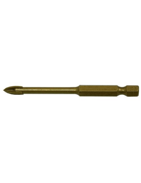 Tile&glass drill bit, 4 cutting edges TiN universal 5x70 mm HEX shank